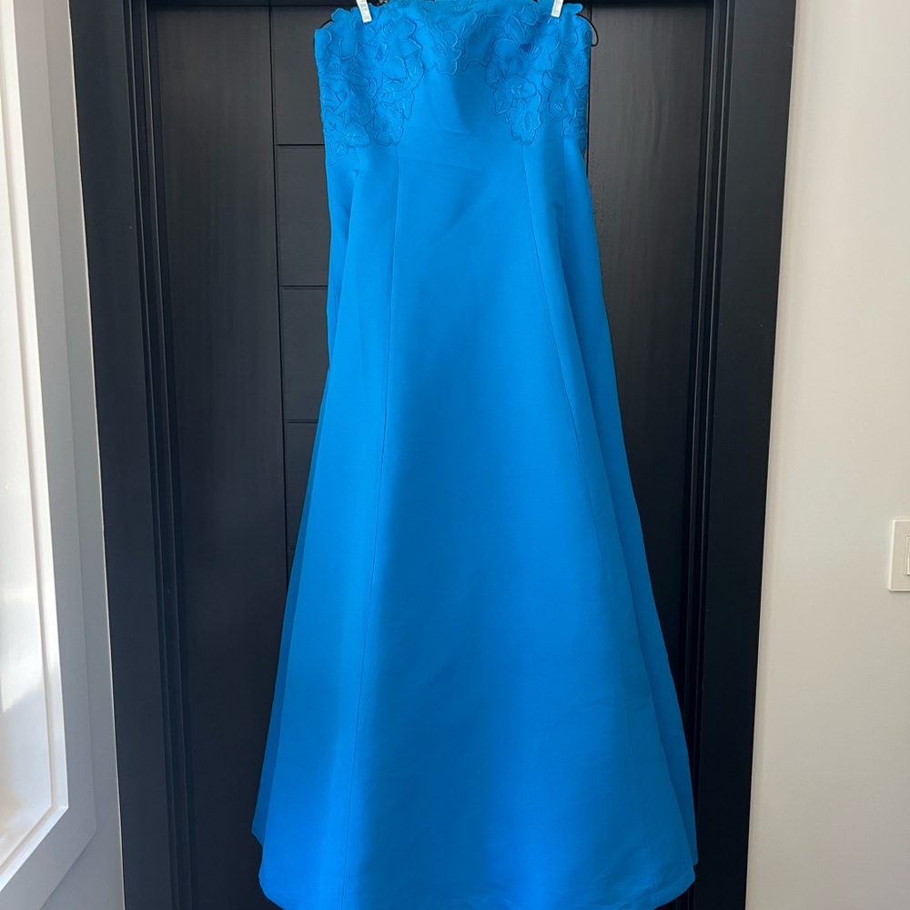 Sachin + Babi Amal Embroidered A-Line Turquoise Strapless Gown. NWT Size 10